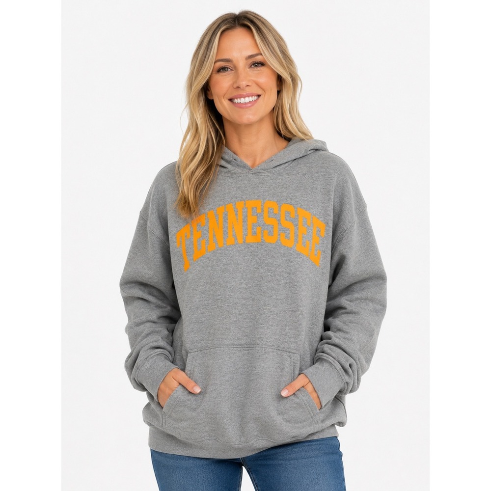 Tennessee Champion Unisex Hoodie Gray Orange NCAA Sweatshirt | L